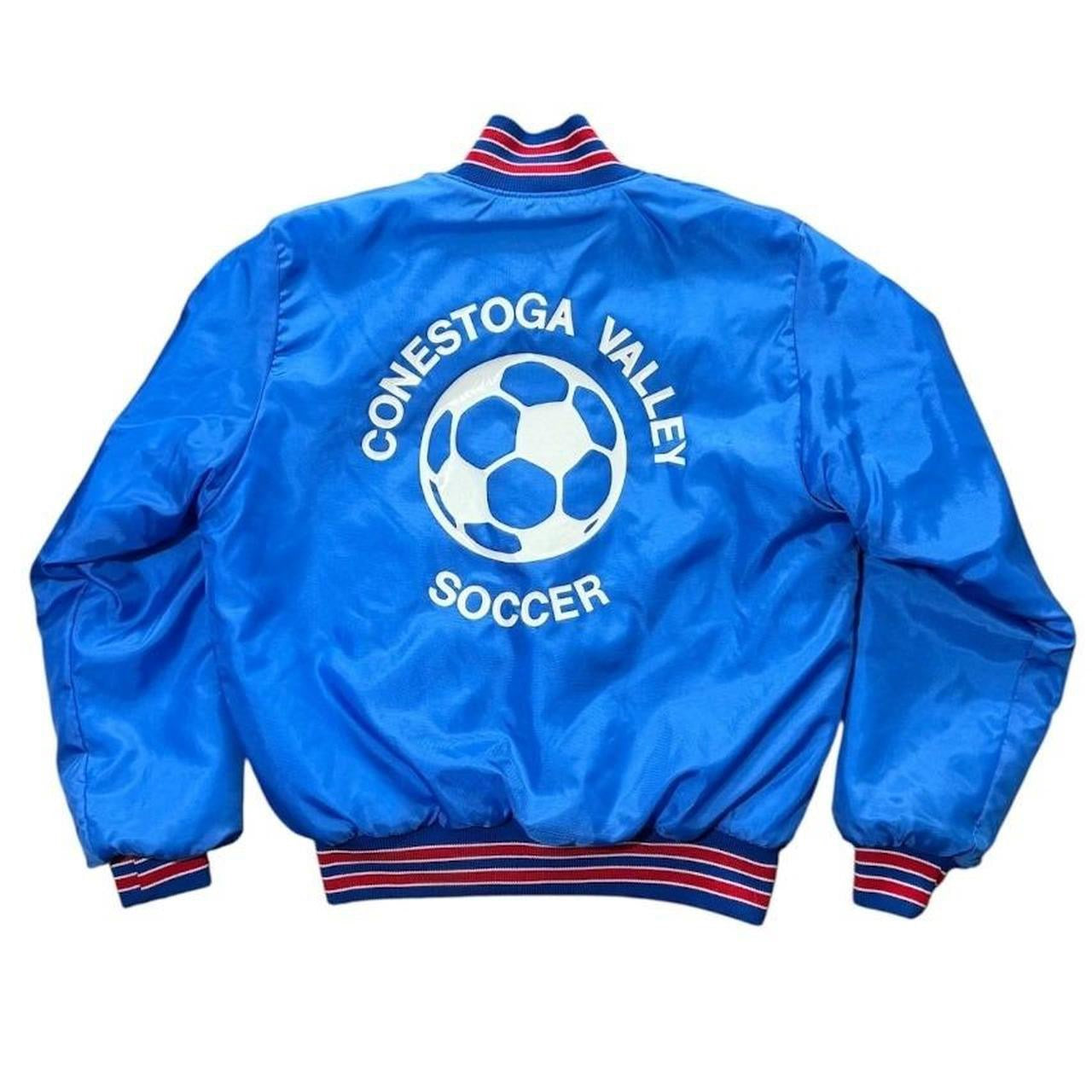 80s Birdie Conestoga Valley Soccer Coach Satin Bomber Button Up Jacket