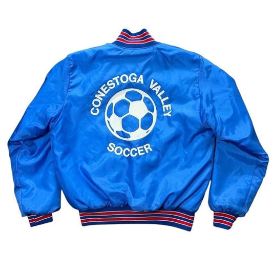 80s Birdie Conestoga Valley Soccer Coach Satin Bomber Button Up Jacket