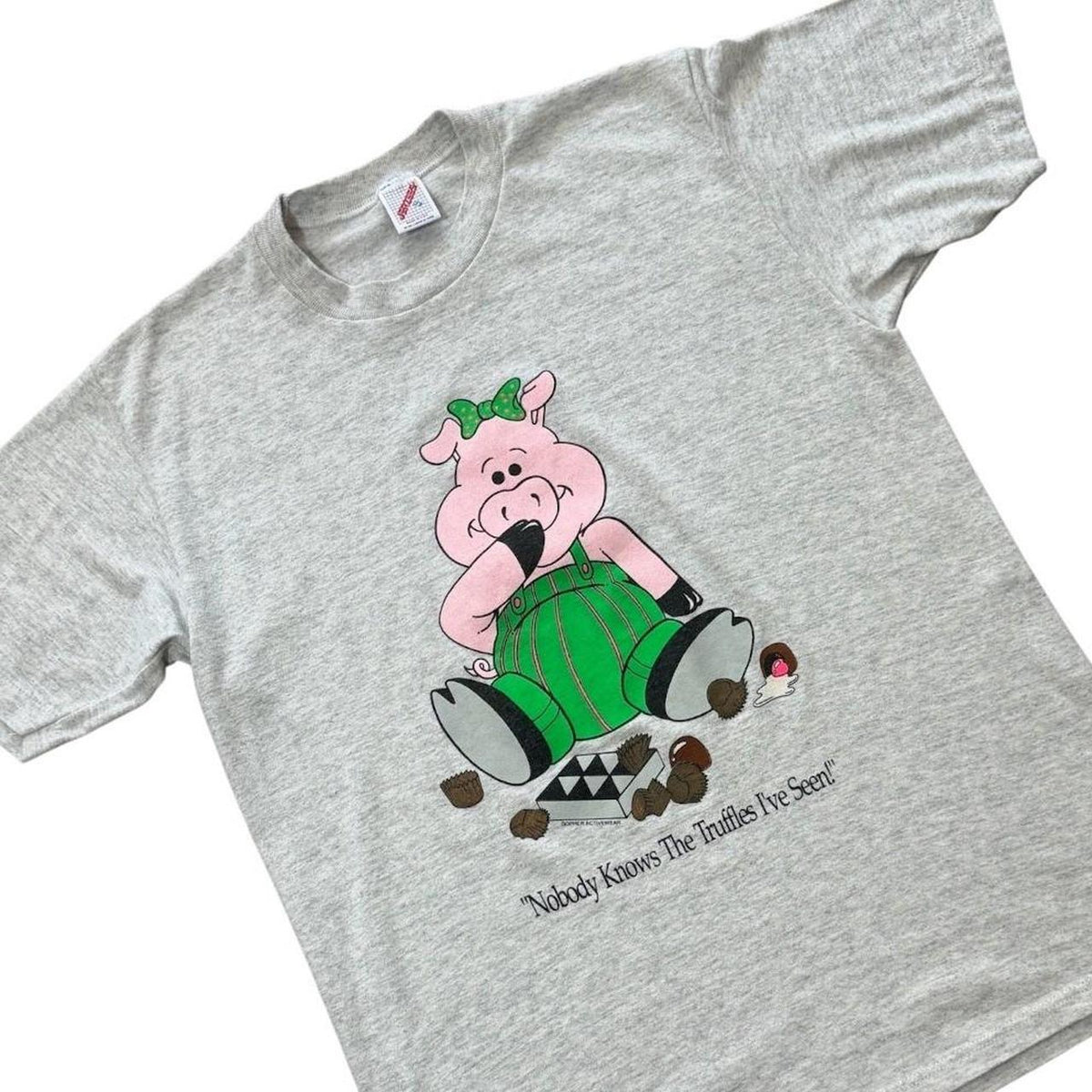80s Piggy Truffles Cute Pig Chocolate Cottage Animal Art Graphic T-shirt