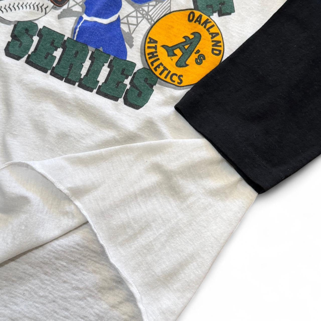 80s Oakland Athletics NY Giants Bay Bridge Series MLB Baseball Raglan