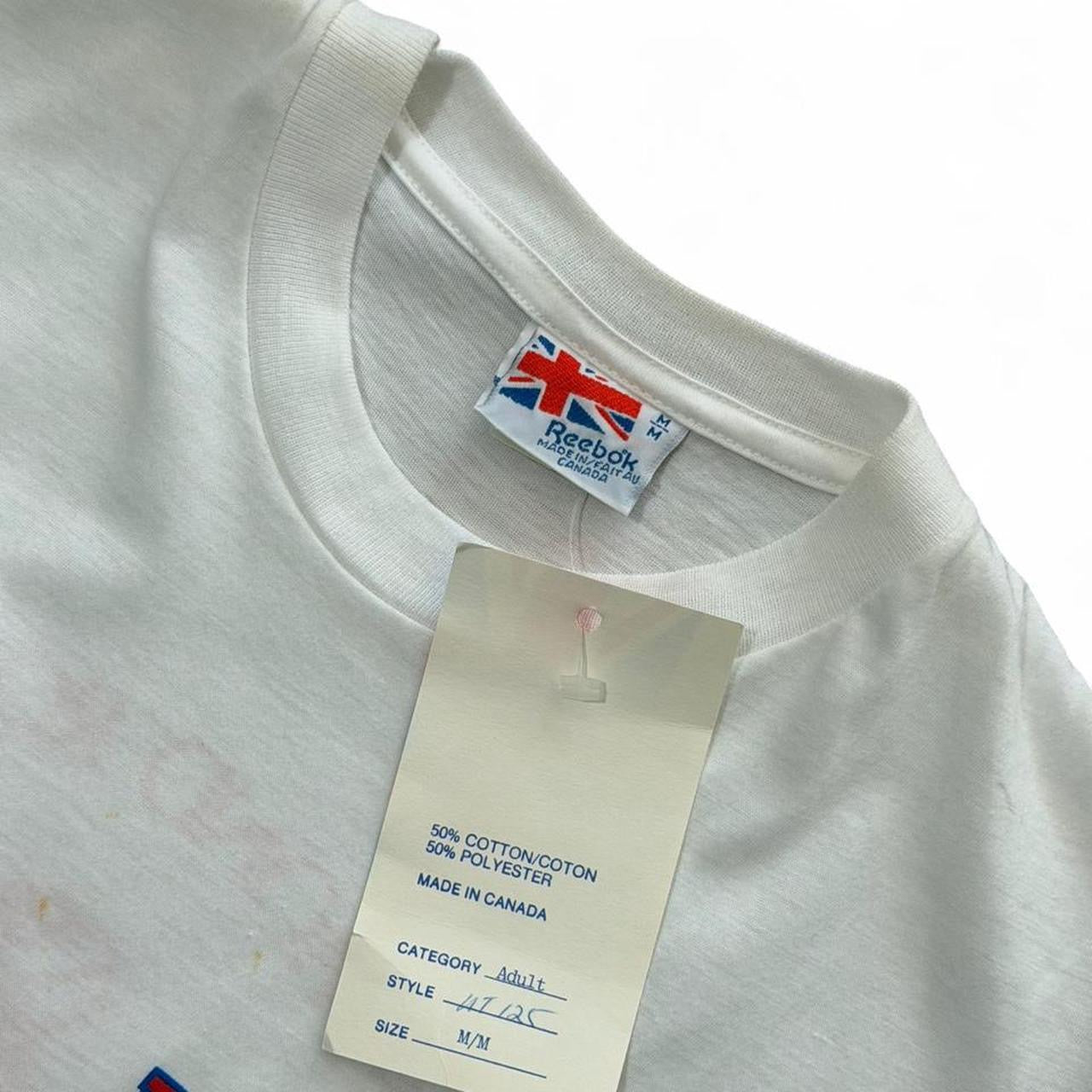 Vintage 80s Reebok Athletic Dept NWT Deadstock Stained T-shirt