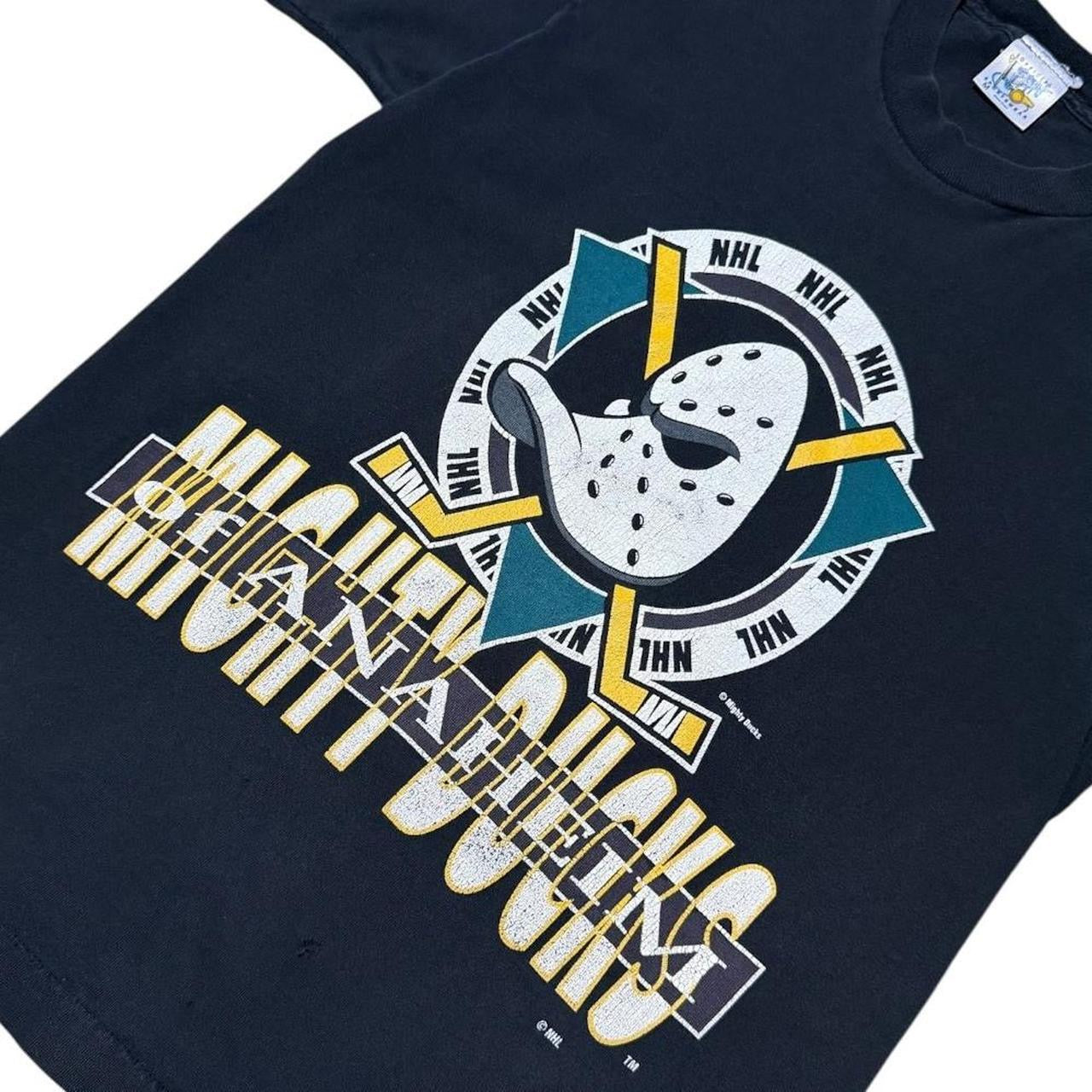 90s Anaheim Mighty Ducks NHL Hockey Sports Big Mask Logo Graphic T-Shirt