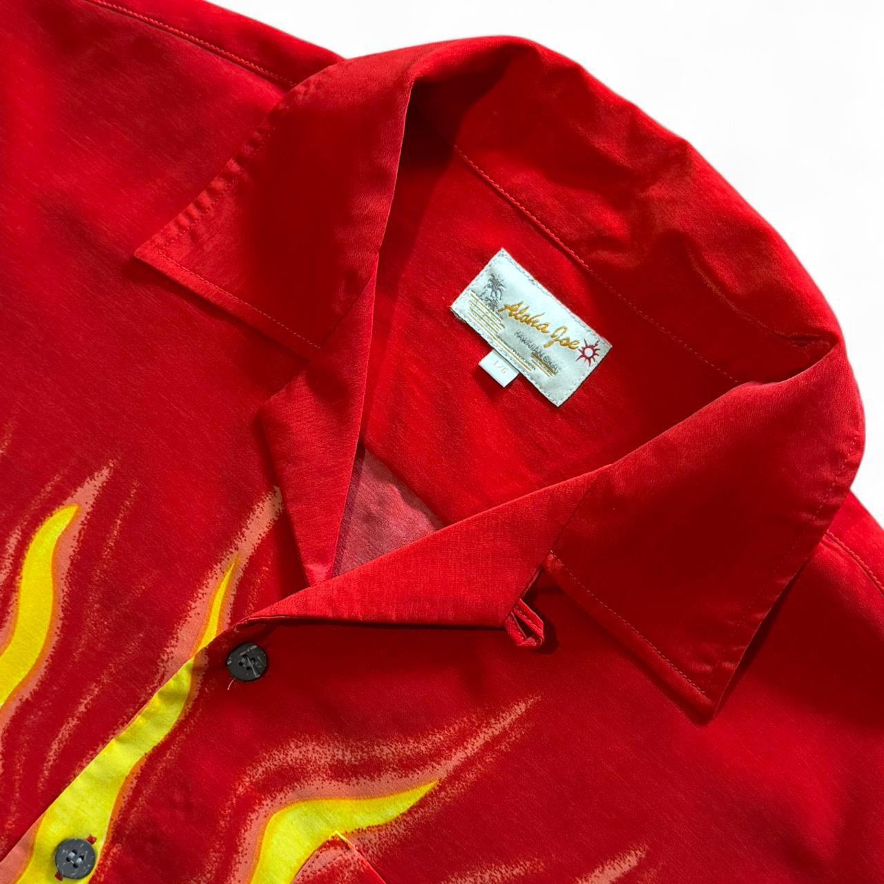 Vintage 90s Red Hawaiian Aloha Surf Button Up AOP Graphic Beach Shirt