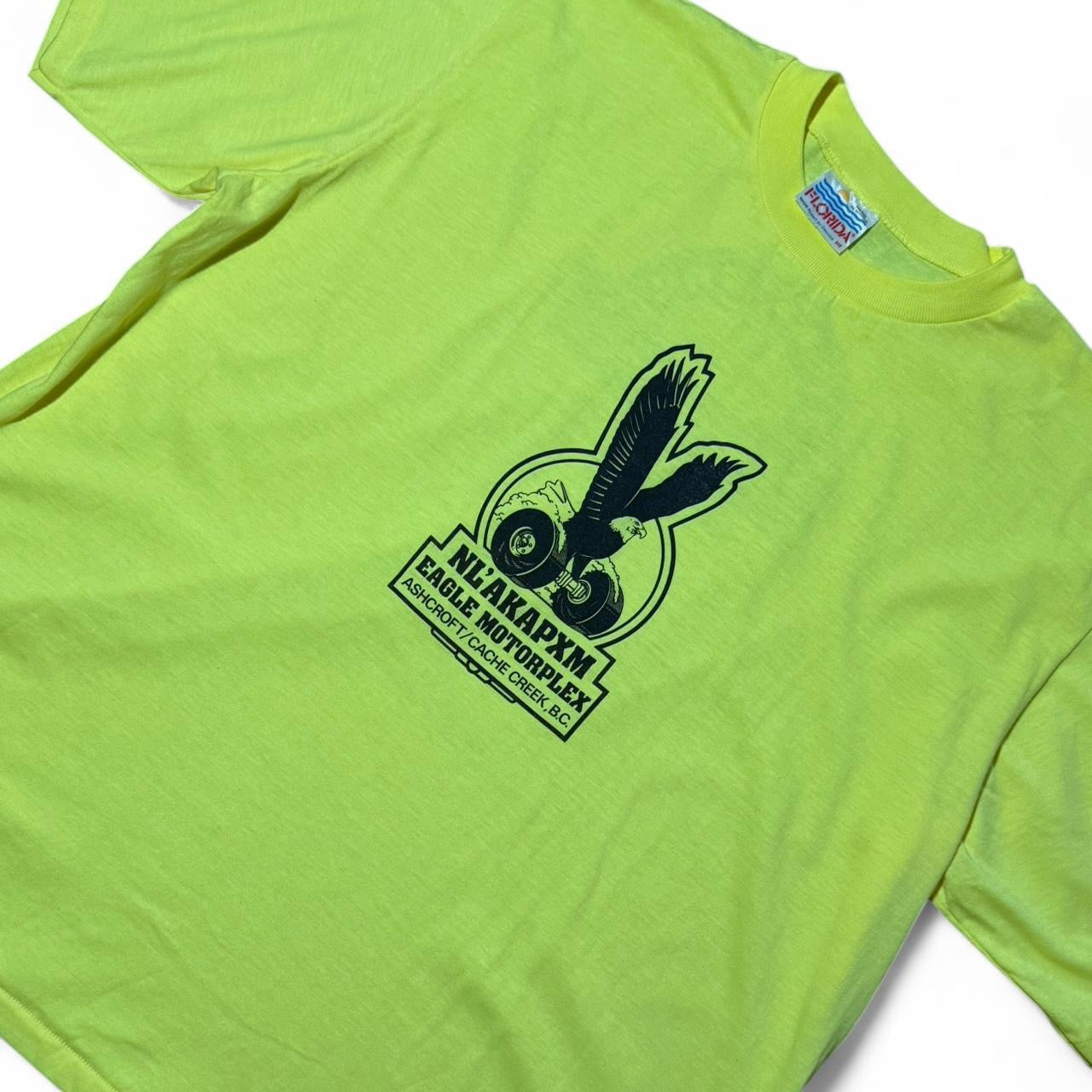 Vintage 1991 Firestone Lime Yellow Eagle Motorsports Racing T-shirt