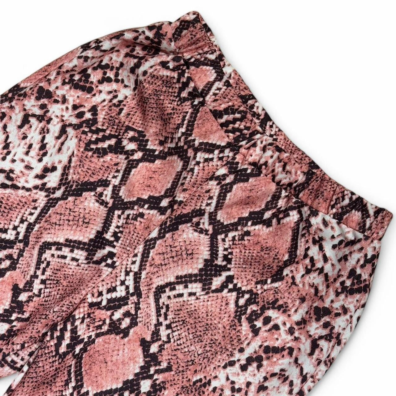 Oh Polly Pink Snakeskin Bell Bottom Flare Pants