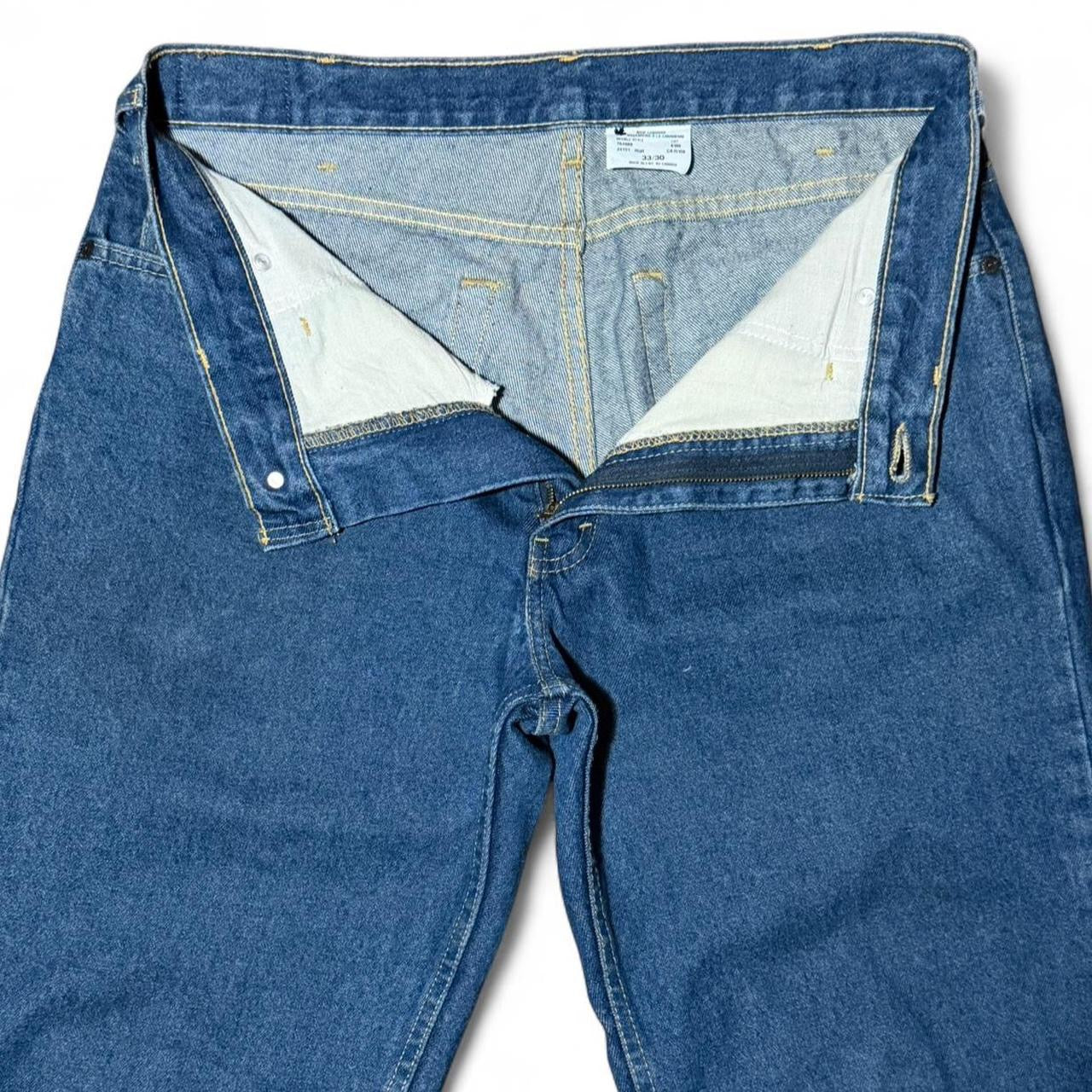 Vintage 90s Kirkland Blue Wash Utility Uniform Straight Leg Denim Work Jeans