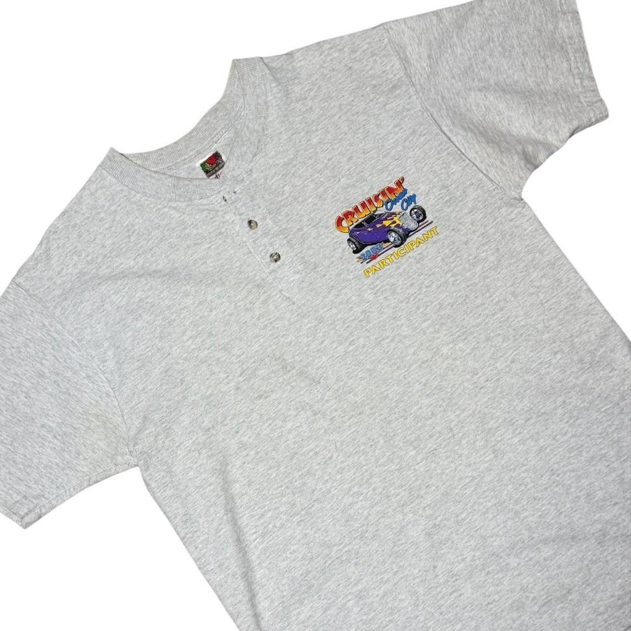 Y2K Cruisin Ocean City Hot Rod Classic Car Auto Mechanic Henley T-Shirt