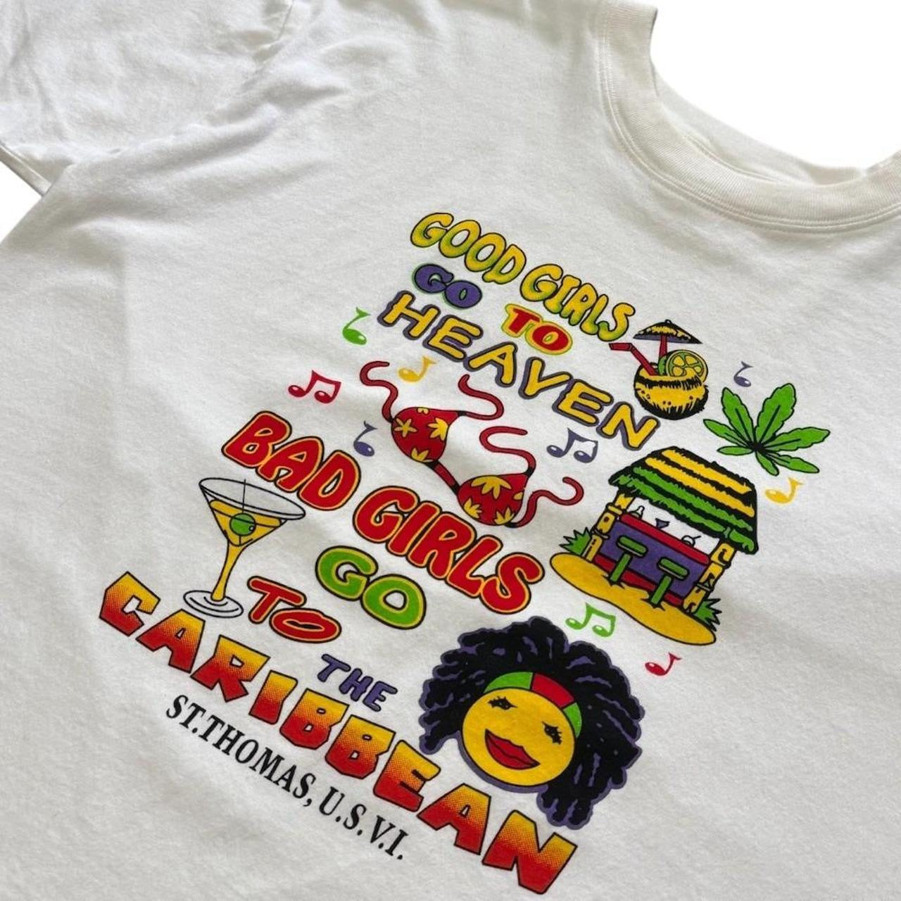 90s Y2K St Thomas Caribbean Bad Good Girls Heaven Hell Party Art T-shirt