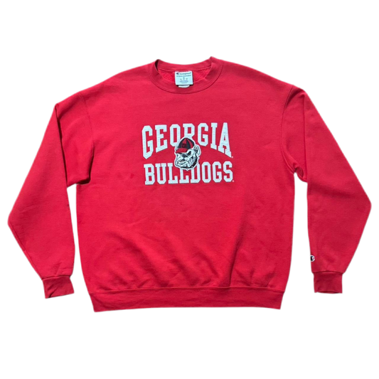 90s Red Champion Georgia Bulldogs Football NCAA Crewneck