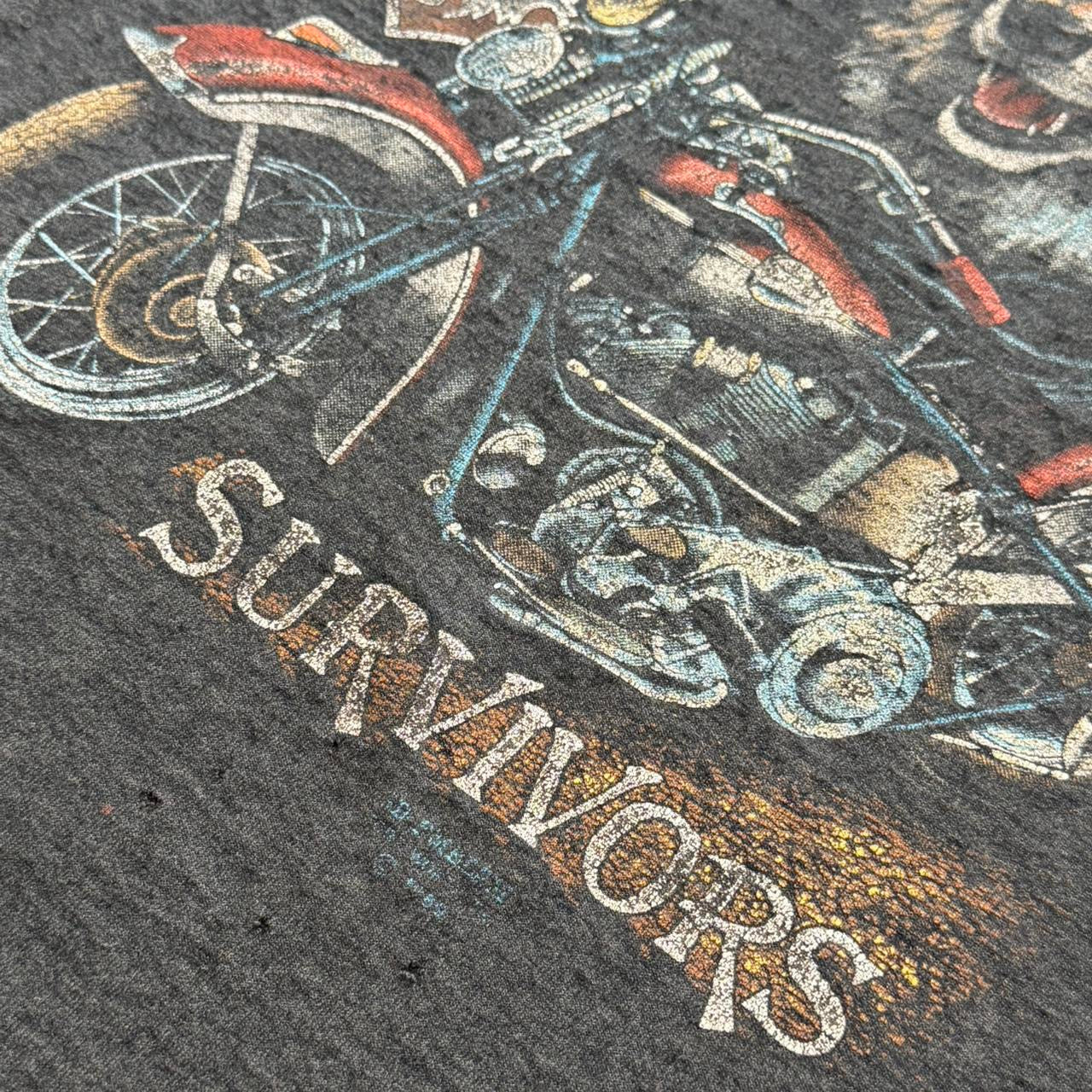 Vintage ‘89 3D Emblem Harley Davidson Survivors Wolf Biker Motorcycle T-shirt