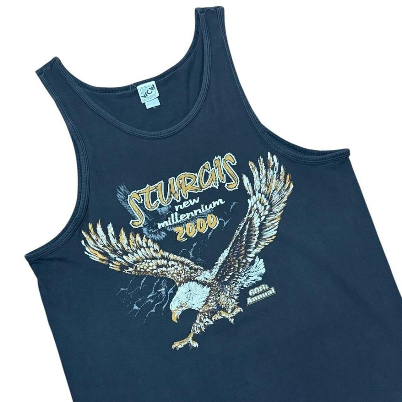 Y2K WCW Sturgis Annual Biker Rally USA Eagle Art Motorcycle Tank Shirt