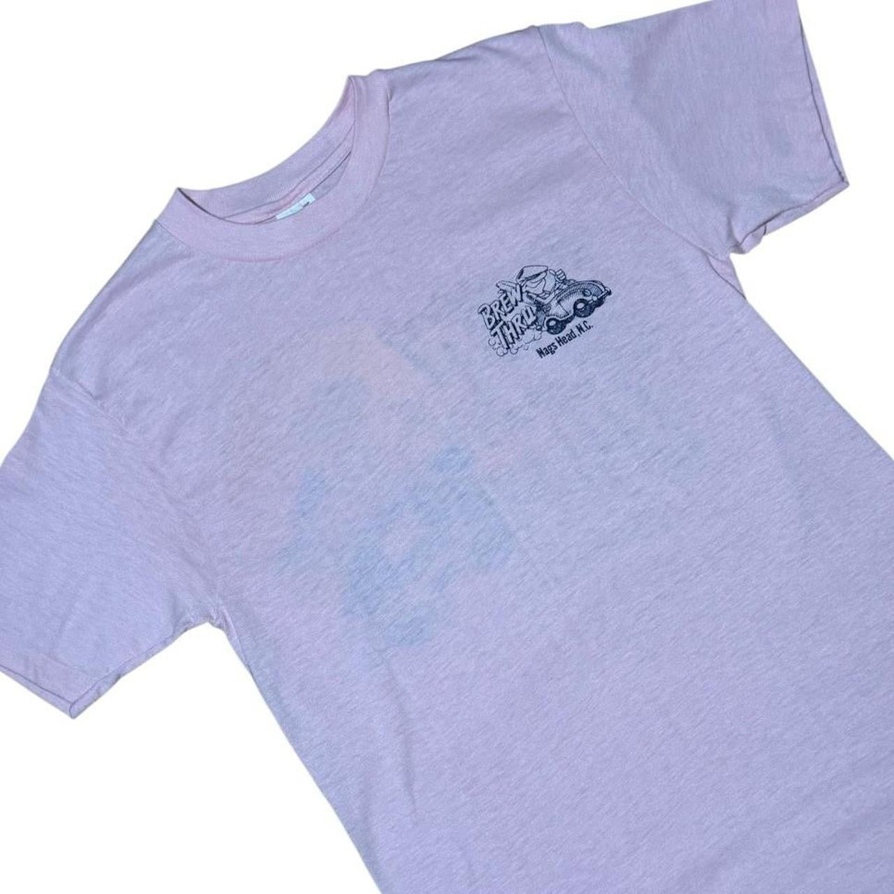 80s Brew Thru Nags Head NC USA Pink Single Stitch Mullet Graphic T-shirt