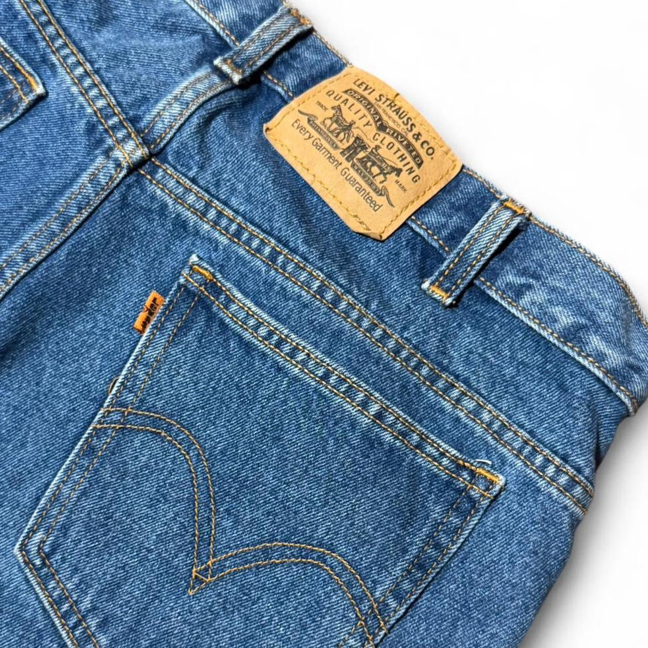90s Orange Tab Levi’s Blue Wash Cutoff Denim Jean Shorts
