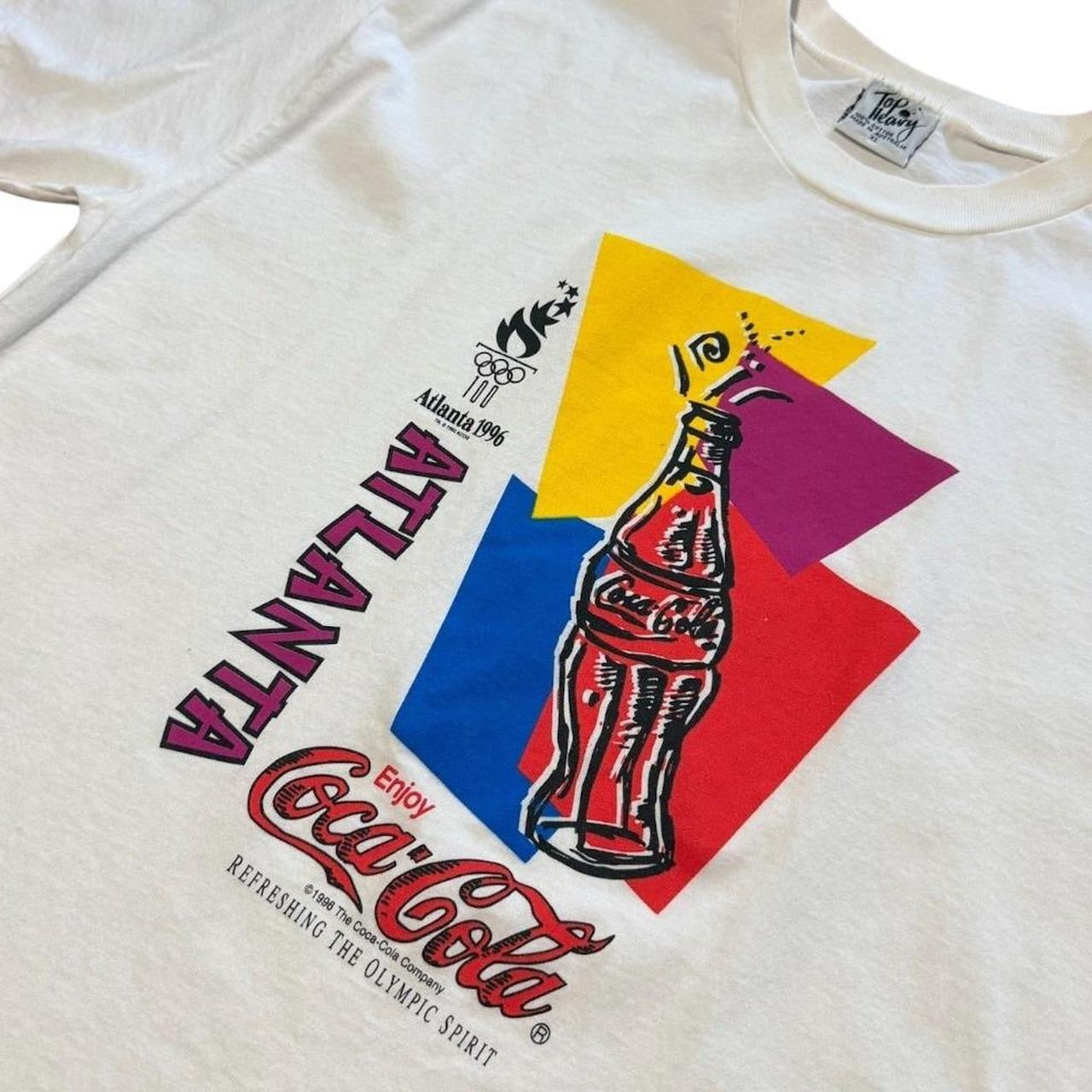 Vintage 1996 Atlanta Olympics USA Coca-Cola Promo Souvenir Graphic Art T-Shirt