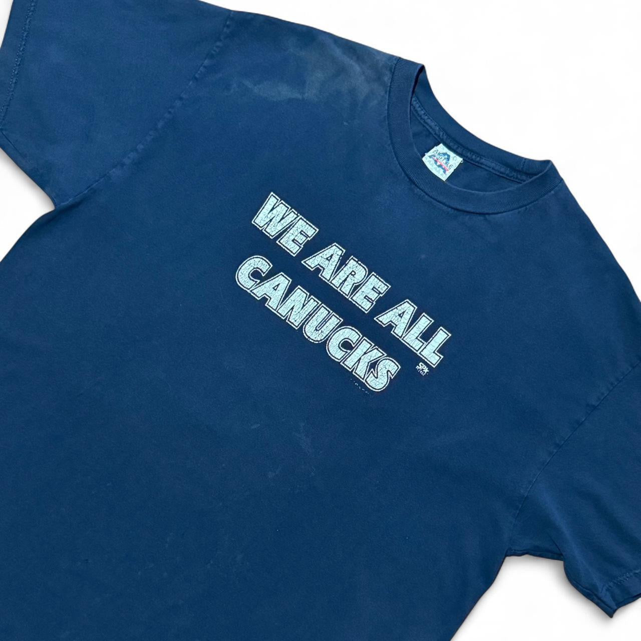 Vintage Y2K Vancouver Canucks NHL Hockey Faded Black/Navy T-shirt