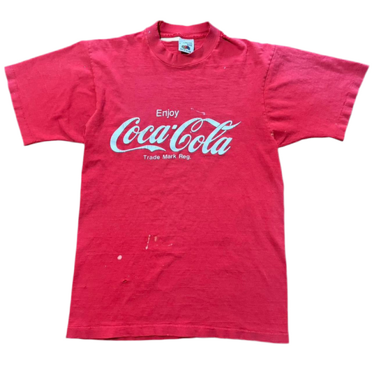 80s Distressed Coca-Cola Spellout Logo Tee