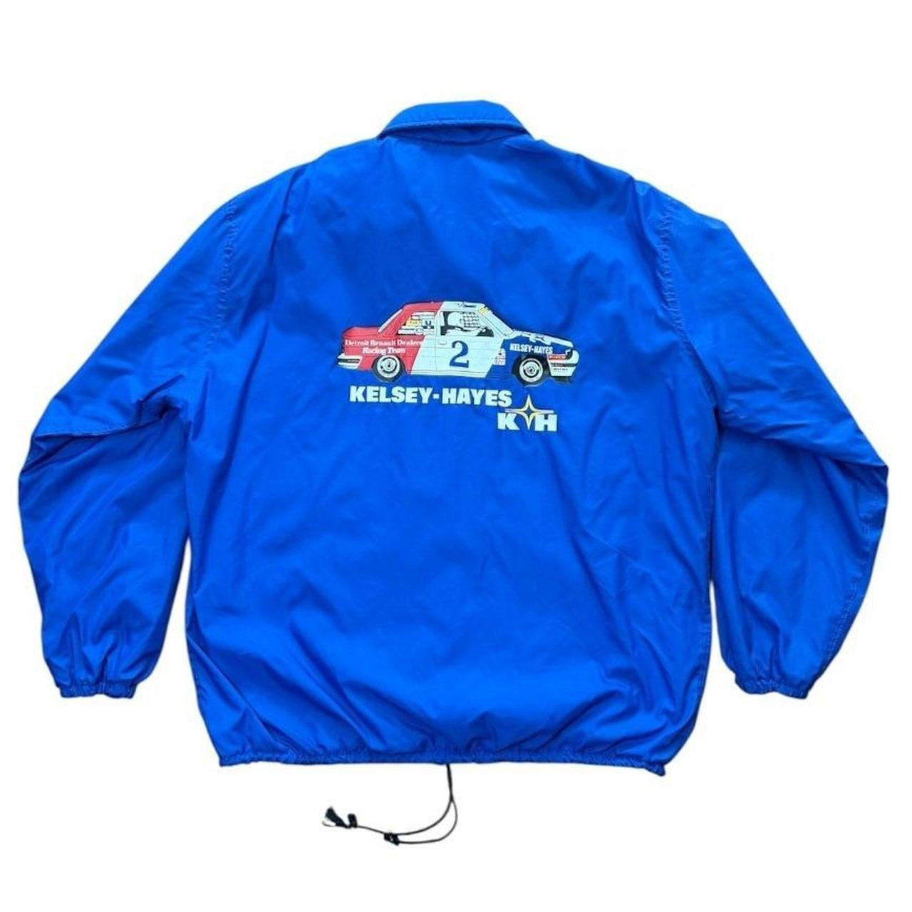 80s Kelsey Hayes Auto Car Racing Team USA Coaches Button Up Coat Jacket