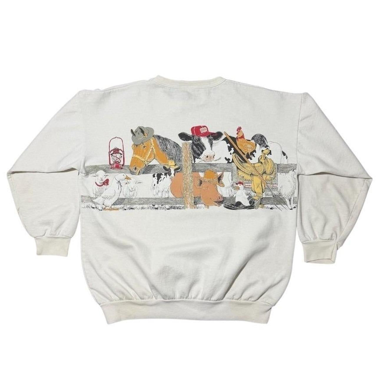 90s Fiddleville Shelburne Ontario Farm Cute Barn Animal Crewneck Sweater