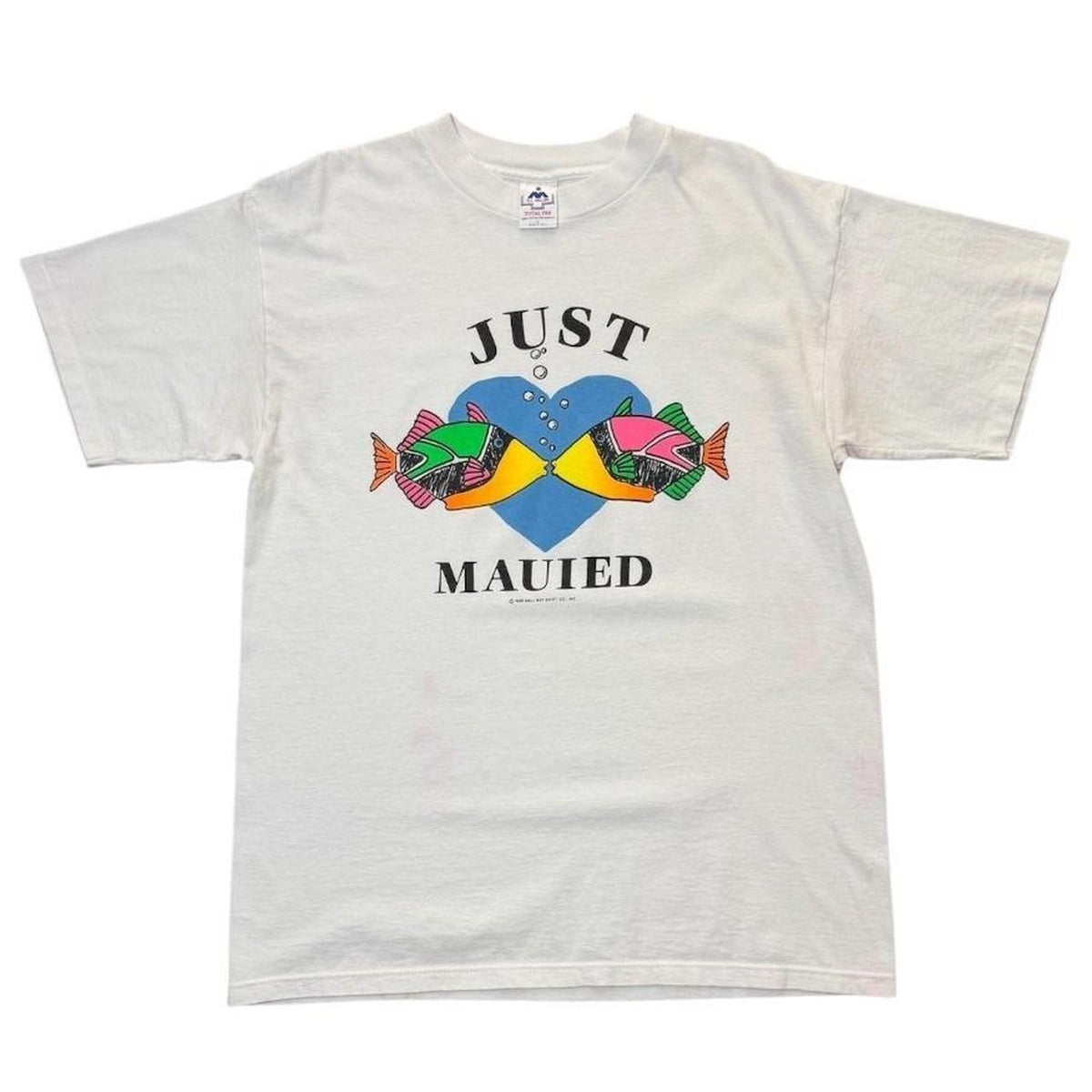 80s Just Mauied Maui Fish Nature Beach Graphic Art Cute Marriage T-shirt