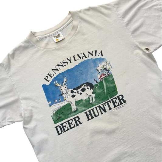 80s Pennsylvania Deer Hunter Cow Funny Joke Novelty Farm Graphic T-shirt