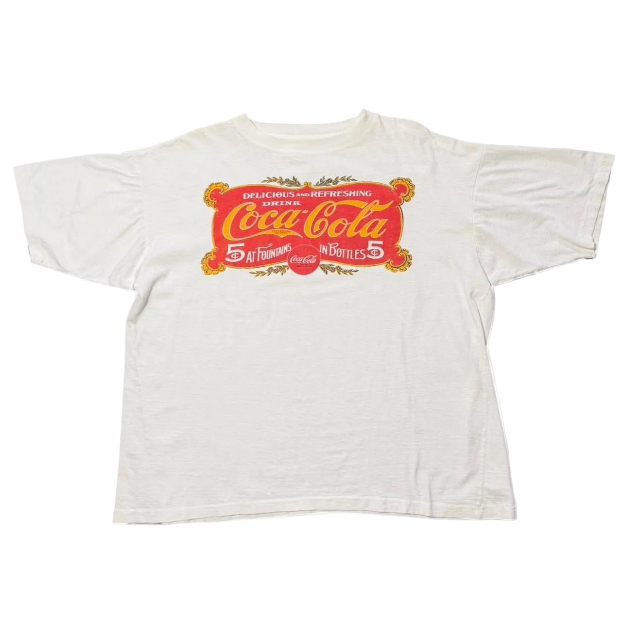 90s Coca-Cola Antique Graphic Soda Pop Logo Merch Tee