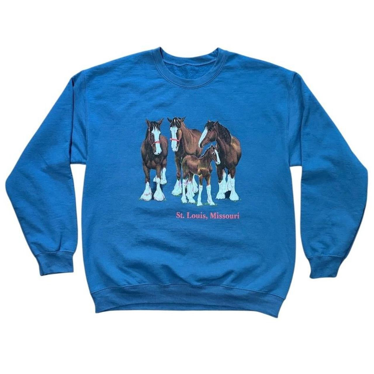 90s Clydesdale Horses Missouri Equestrian Animal Cowboy Crewneck Sweater