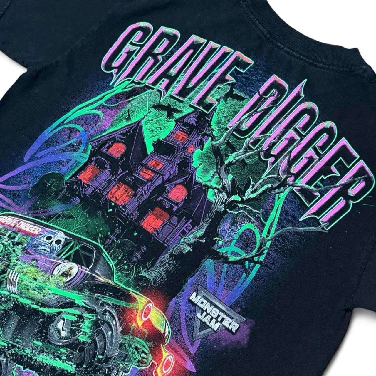Y2K Black Grave Digger Monster Jam Car Show Graphic T-shirt