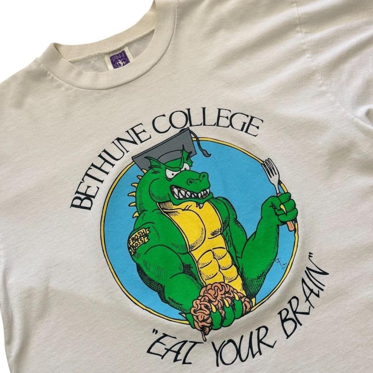90s Bethune College Eat Your Brain Dinosaur Dragon Art Graphic T-shirt