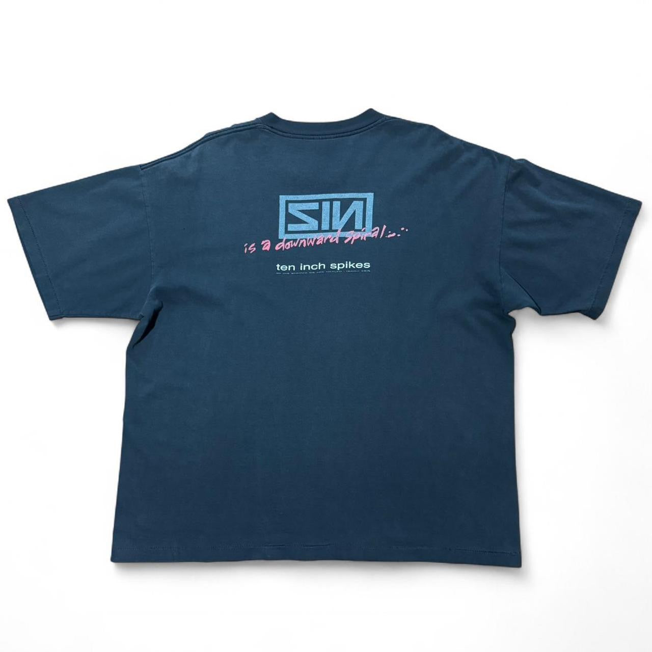 Rare Vintage SIN Parody Nine Inch Nails Ten Inch Spikes Jesus Religious God T-shirt