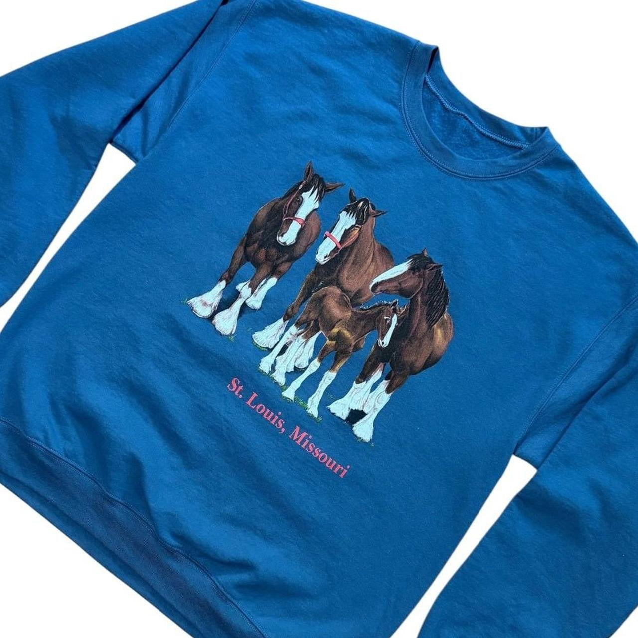 90s Clydesdale Horses Missouri Equestrian Animal Cowboy Crewneck Sweater
