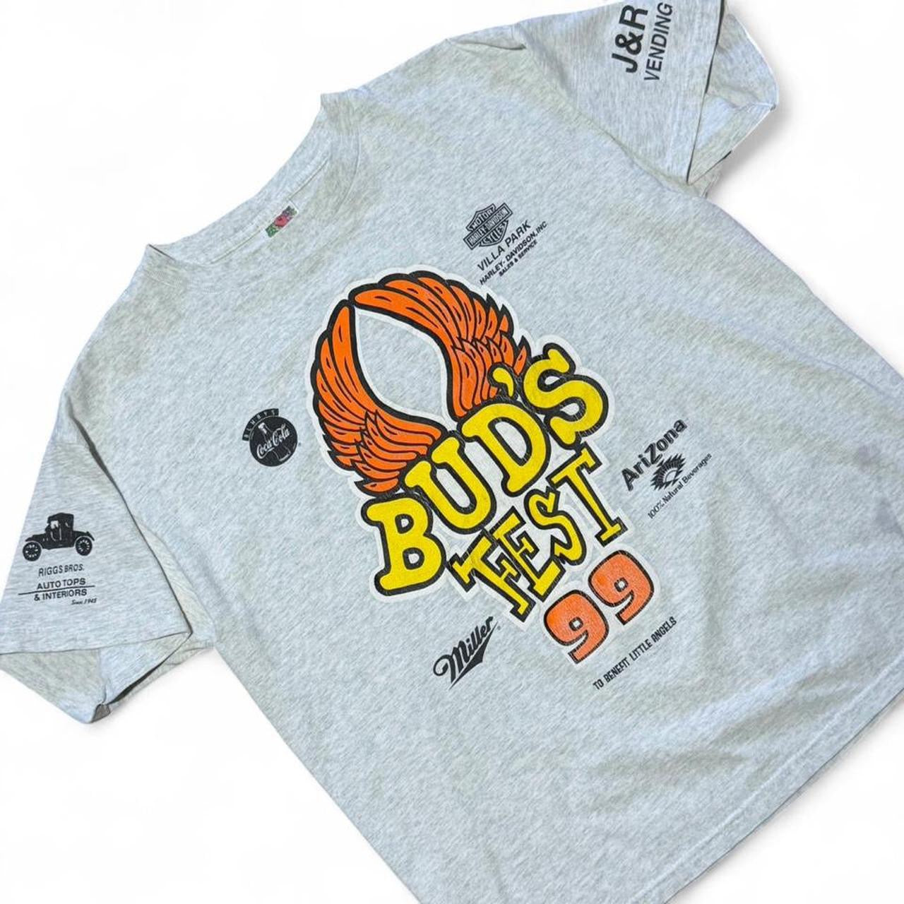 Vintage ‘99 Harley Davidson Buds Fest Motorcycle Biker Promo Souvenir T-shirt