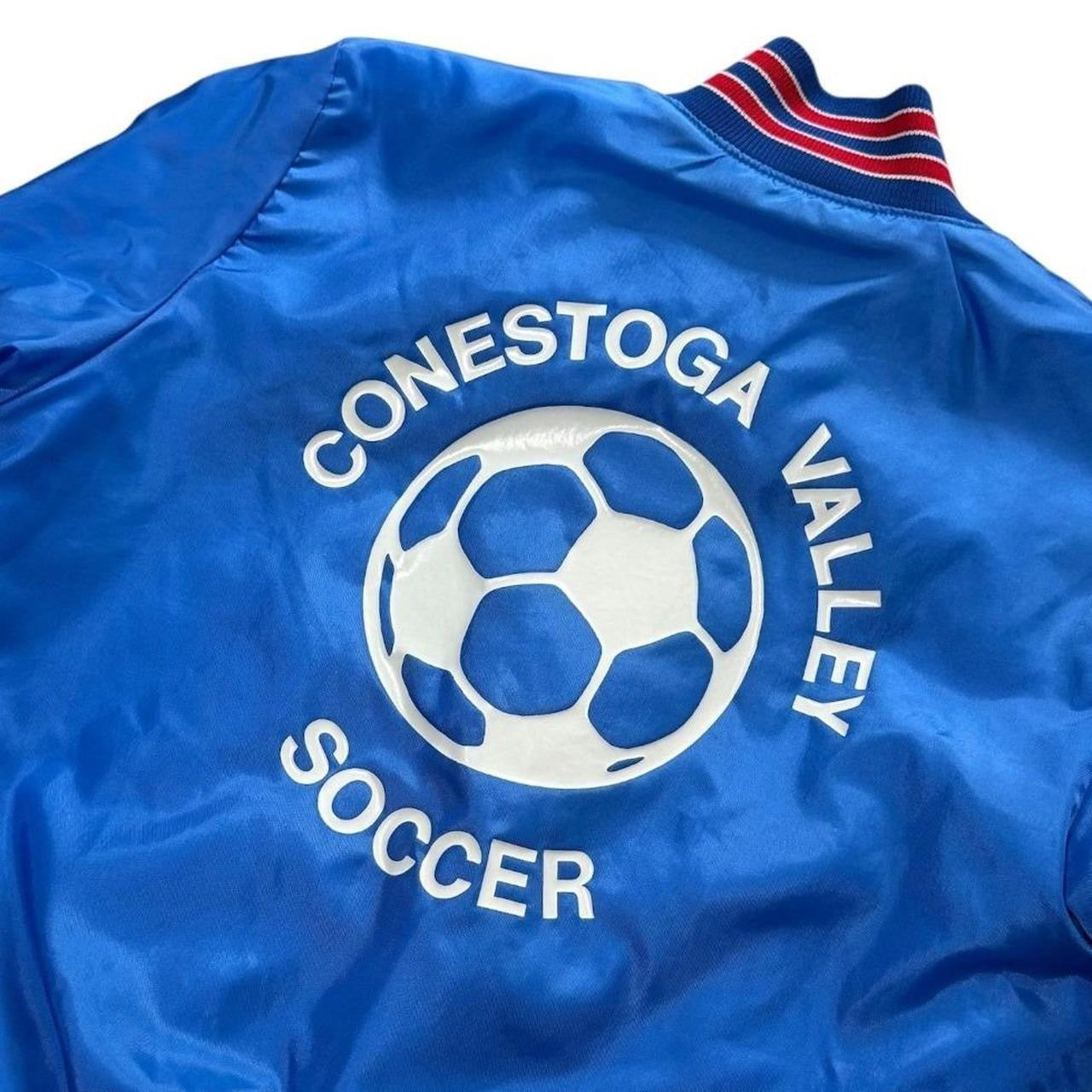 80s Birdie Conestoga Valley Soccer Coach Satin Bomber Button Up Jacket