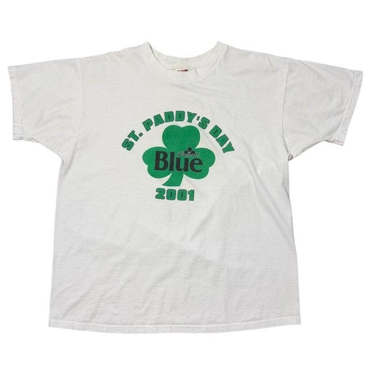 Y2K Labatt Blue St Patricks Day Irish Clover Beer Promo Graphic T-shirt