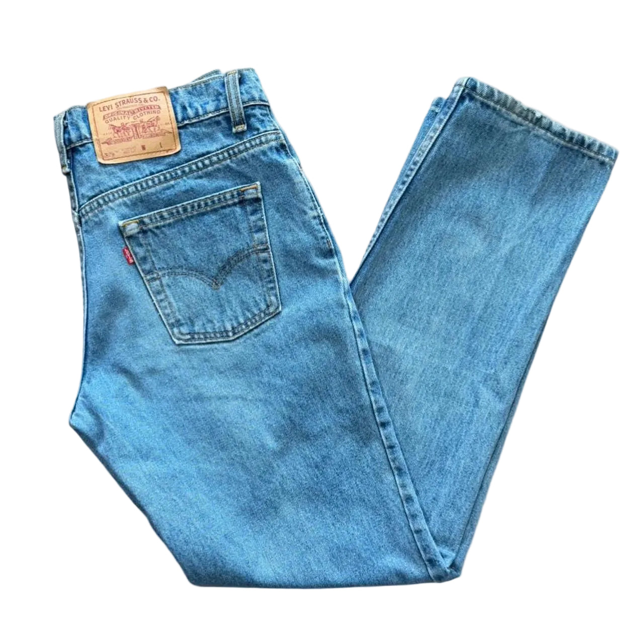 Vintage 90s Levi's 539 Blue Wash Straight Leg Denim Red Tag Jeans
