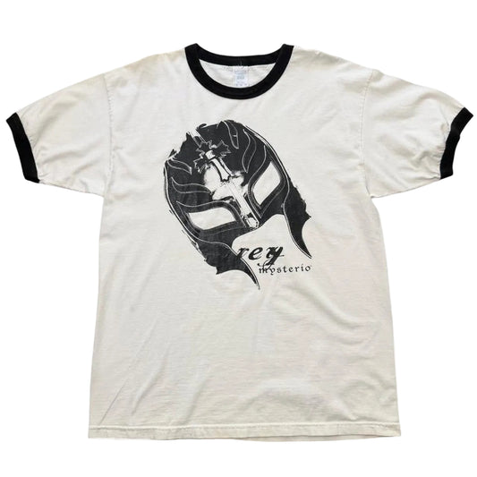 Vintage 90s WWE WCW Rey Mysterio Mask Wrestling Graphic Ringer T-shirt