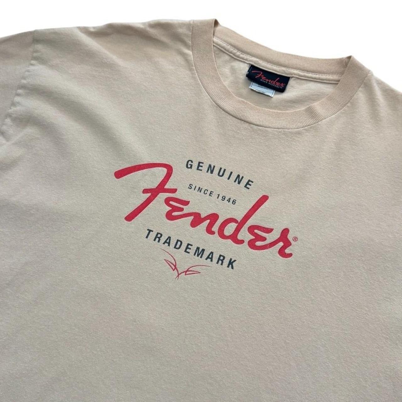 90s Y2K Fender Genuine Trademark Guitars Musician Graphic Logo T-shirt