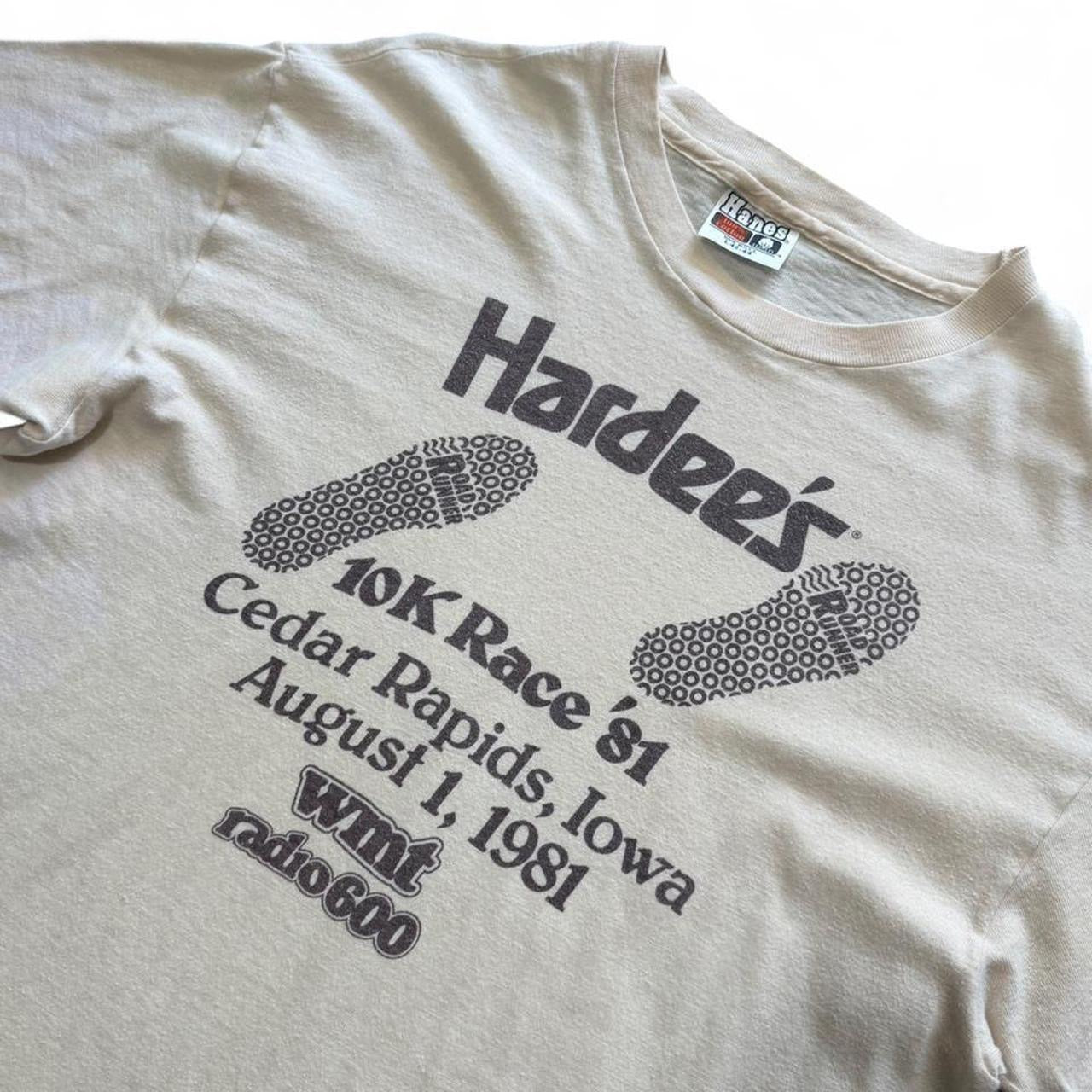 80s Hardees 10K Race Cedar Rapids Running Marathon Iowa T-shirt