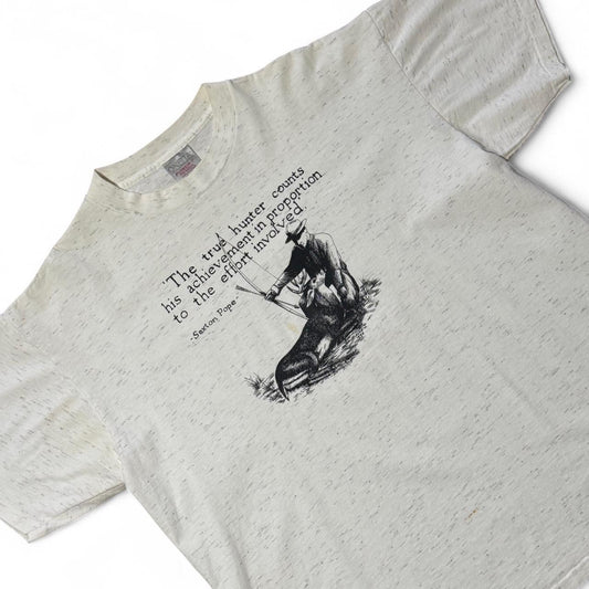 90s Grey Triblend Saxton Pope Hunting Quote Graphic Art Tee