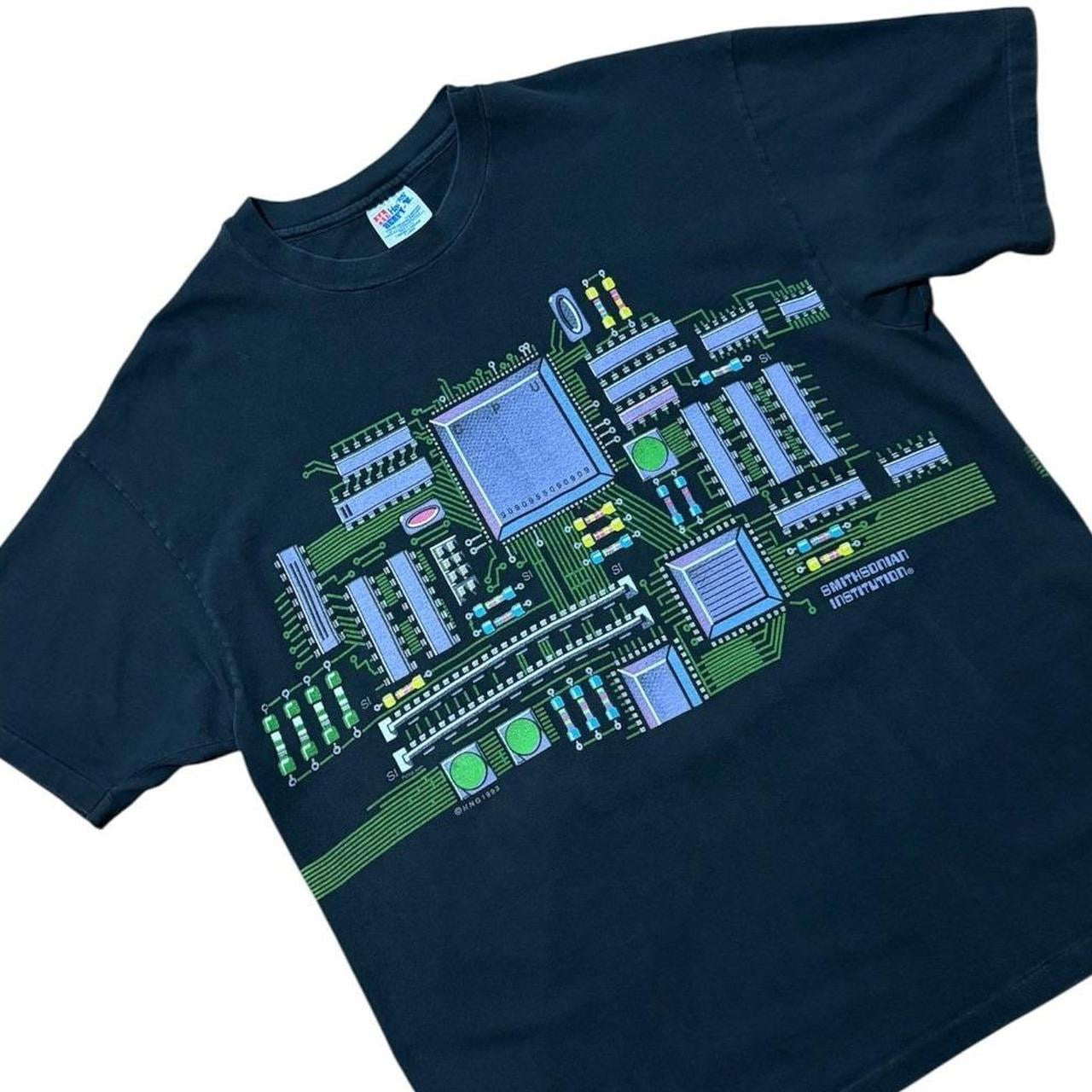 90s Smithsonian Institute CPU Board Computer Tech Art Graphic T-shirt