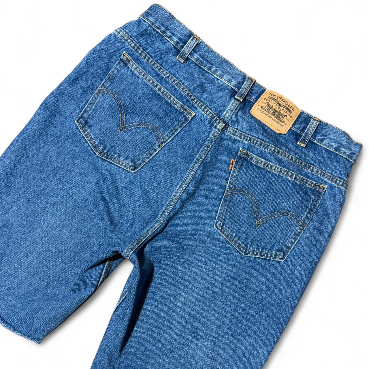 90s Orange Tab Levi’s Blue Wash Cutoff Denim Jean Shorts