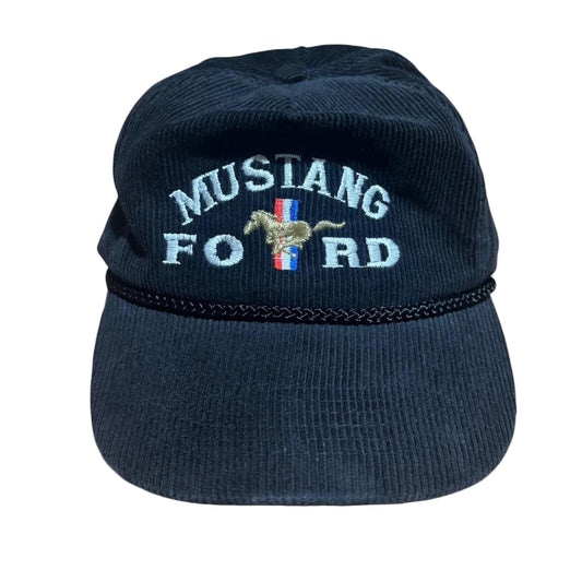 90s Black Corduroy Ford Mustang Trucker Hat