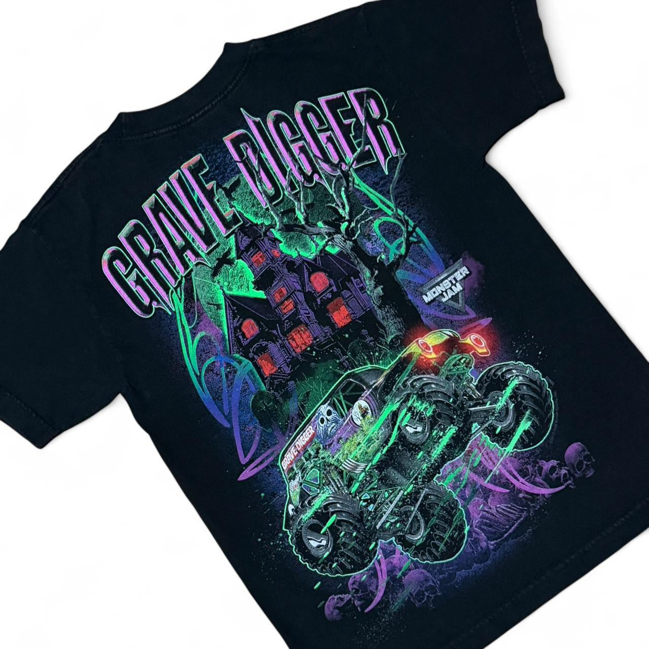 Y2K Black Grave Digger Monster Jam Car Show Graphic T-shirt
