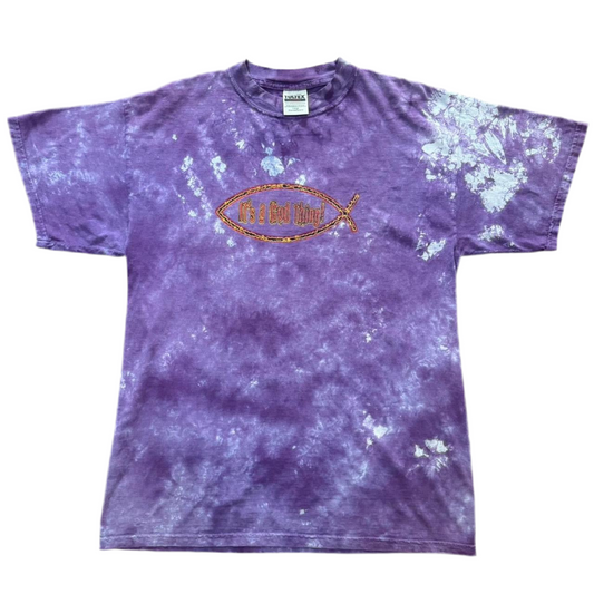90s Tie-dyed Purple Jesus Fish Religious God T
