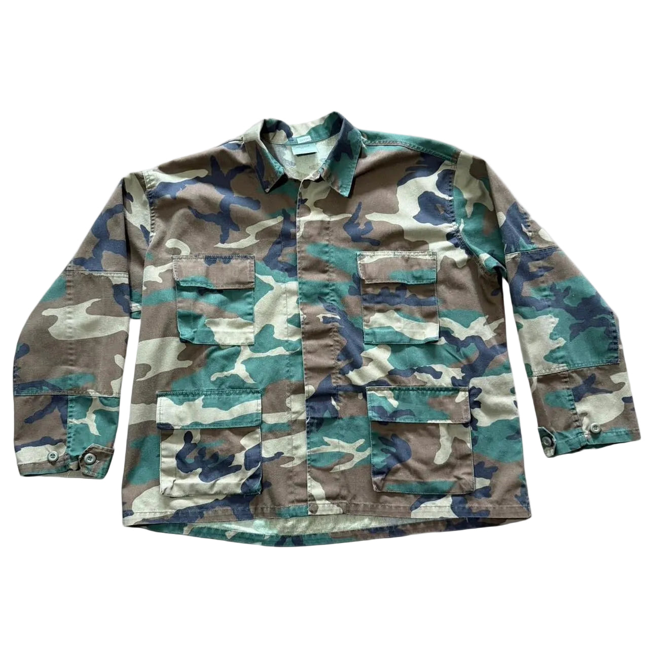 Vintage Y2K Military Army Camouflage Utility Uniform Button Up Jacket Coat