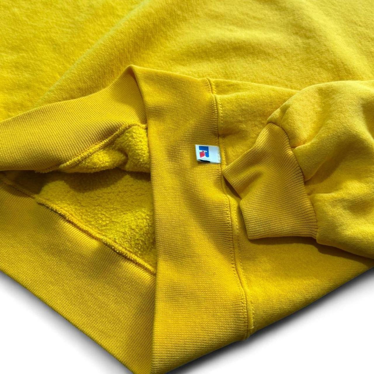 Vintage 90s Mustard Yellow Russell Athletic Pullover Crewneck Sweater