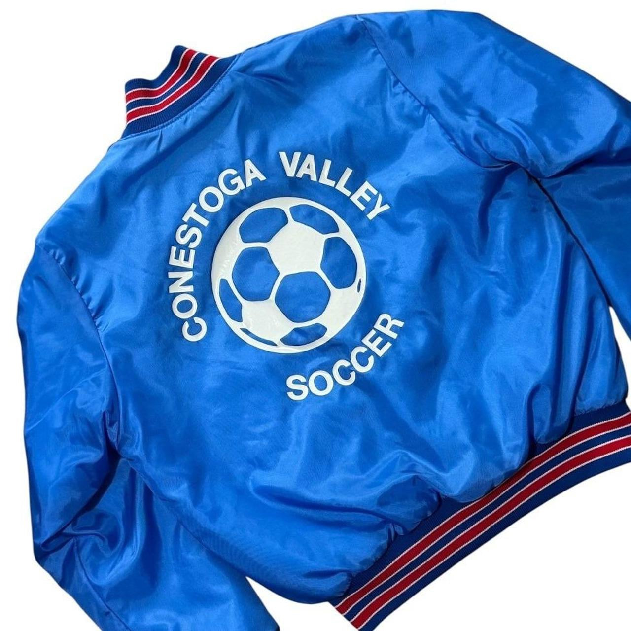 80s Birdie Conestoga Valley Soccer Coach Satin Bomber Button Up Jacket