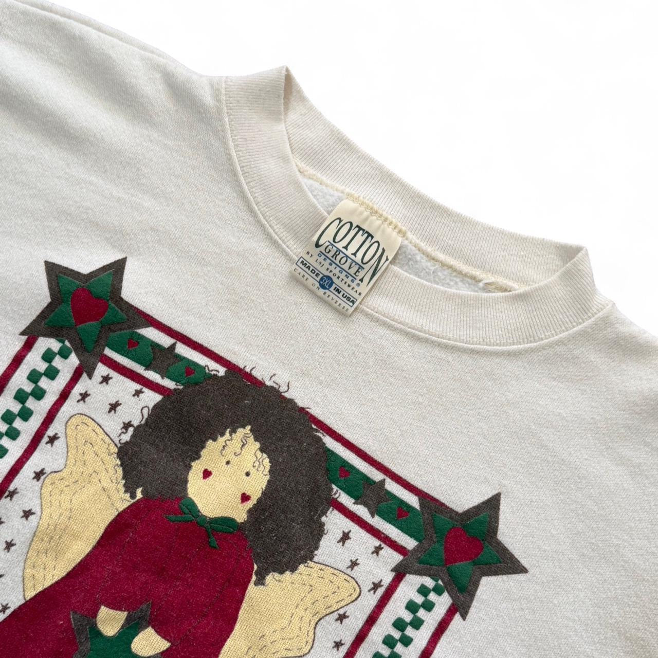 90s Angel Holiday Cottage Art Graphic Pullover Sweater