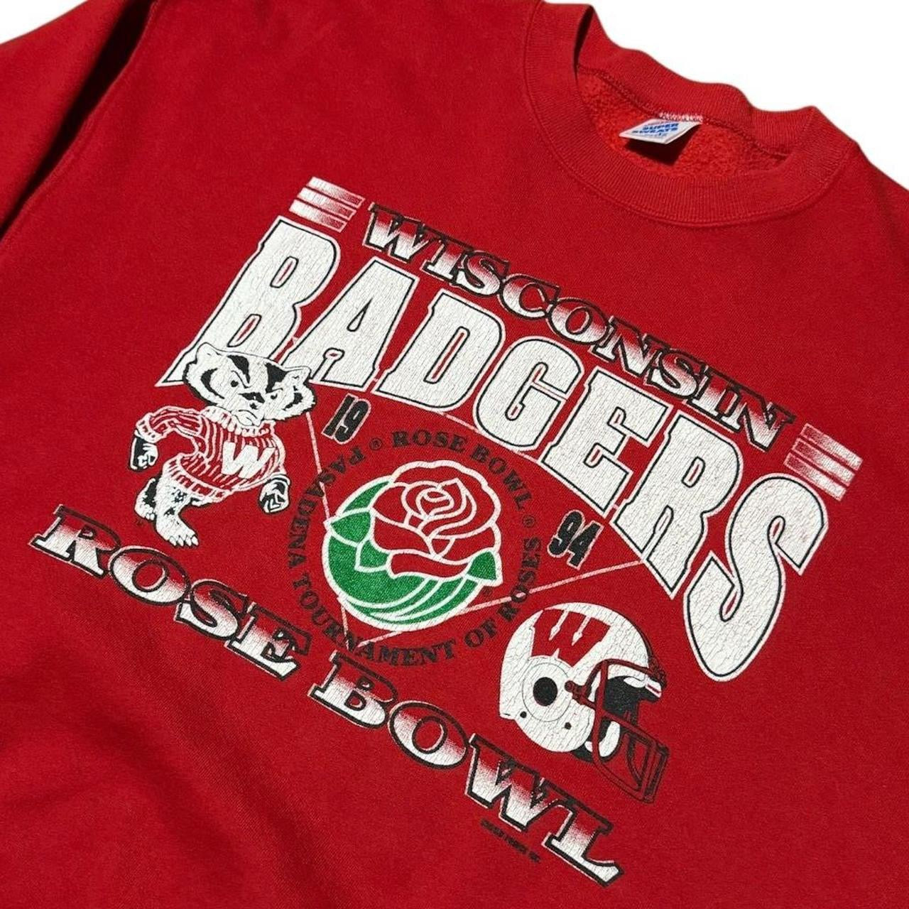 90s Wisconsin Badgers Rose Bowl NCAA USA Football Sport Crewneck Sweater