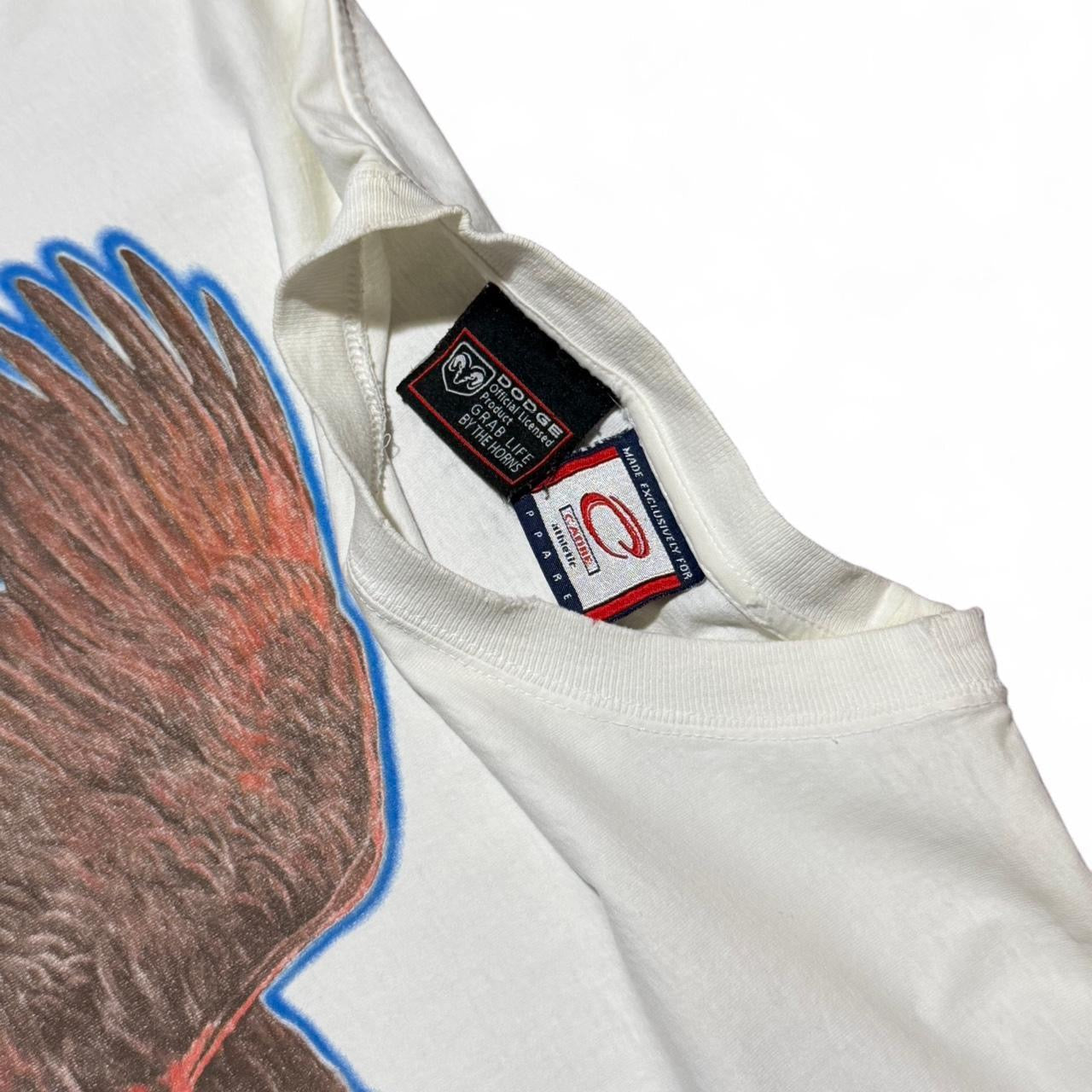 90s White Dodge Eagle American Flag Graphic Auto Car Tee