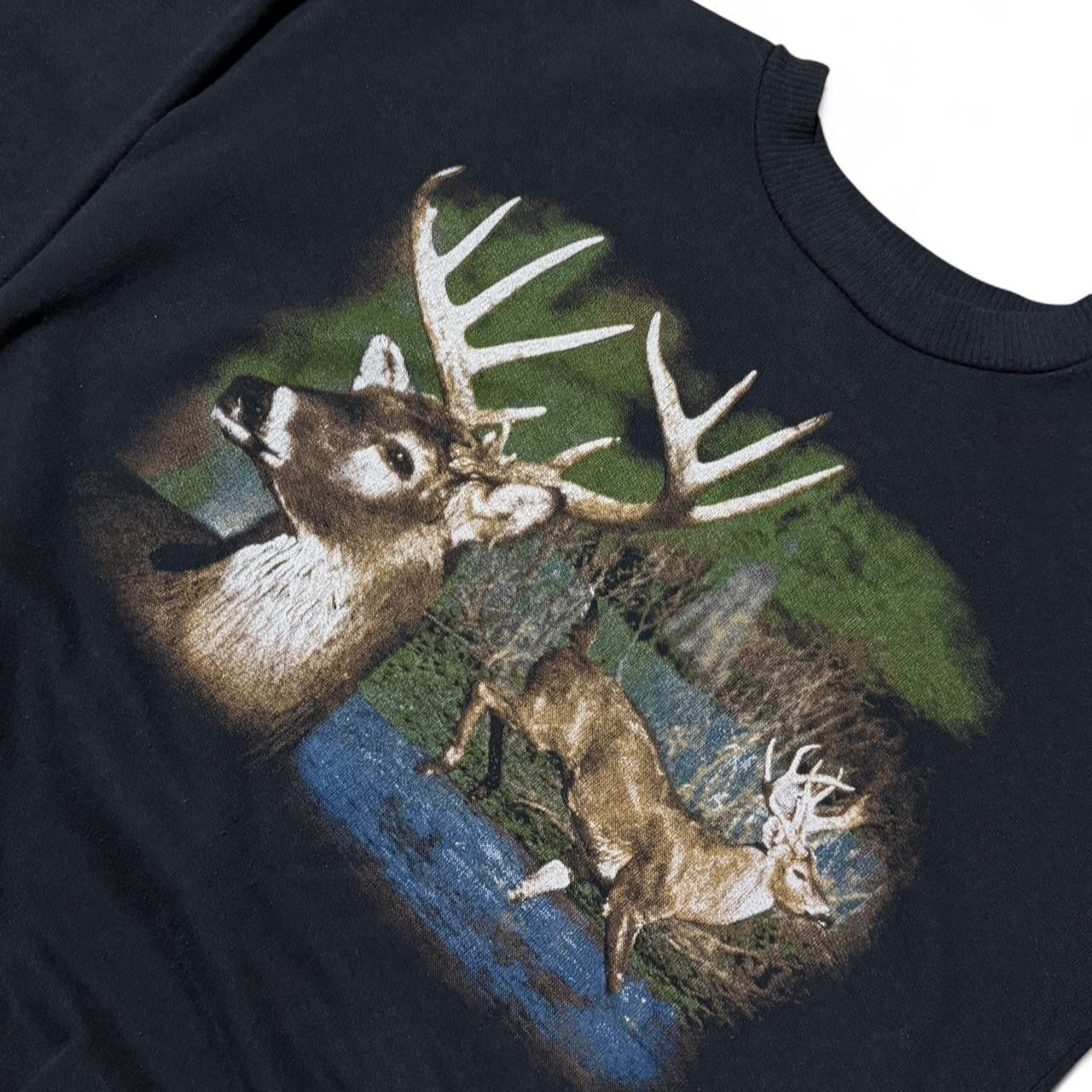 90s Deer Nature Graphic Youth Pullover Crewneck Sweater